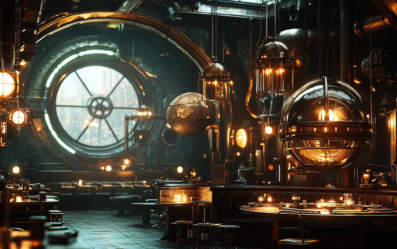 Custom industrial lighting installed and integrated into finished space