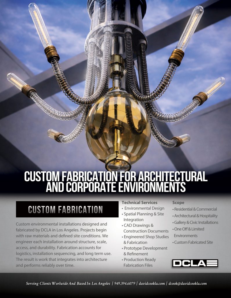 Custom Fabrication For Architectural And Corporate Environments Hero Image Featuring Industrial Chandelier By DCLA Los Angeles