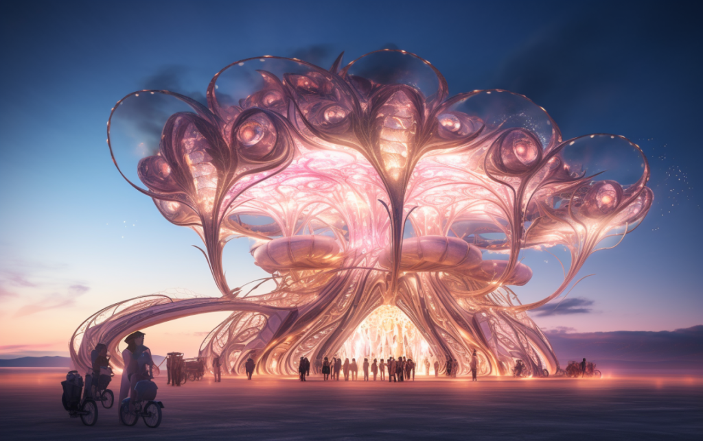 Interactive field work performance installation with structural lighting system by DCLA FAB Los Angeles